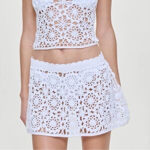 Frankie’s Bikinis White Seaside Crochet Skirt